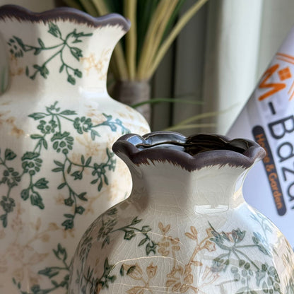 Classic Green Floral Ceramic Vase Collection