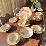 28PCS Ceramic Floral Wavy Dining Tableware Set