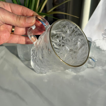 Modern Clear Glass Mug with Gold Rim - Set Of 6