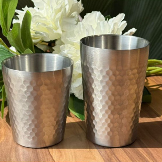 Vintage Luxe Silver Stainless Steel Drinking Glass