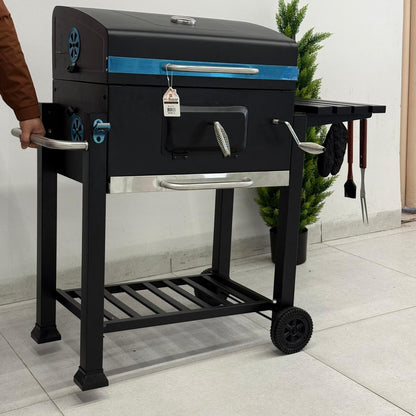 Barbecue Grill with Side & Storage Shelves