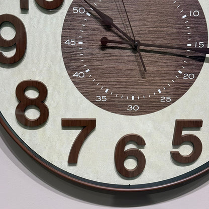Round Wall Clock with Dual Dial Design