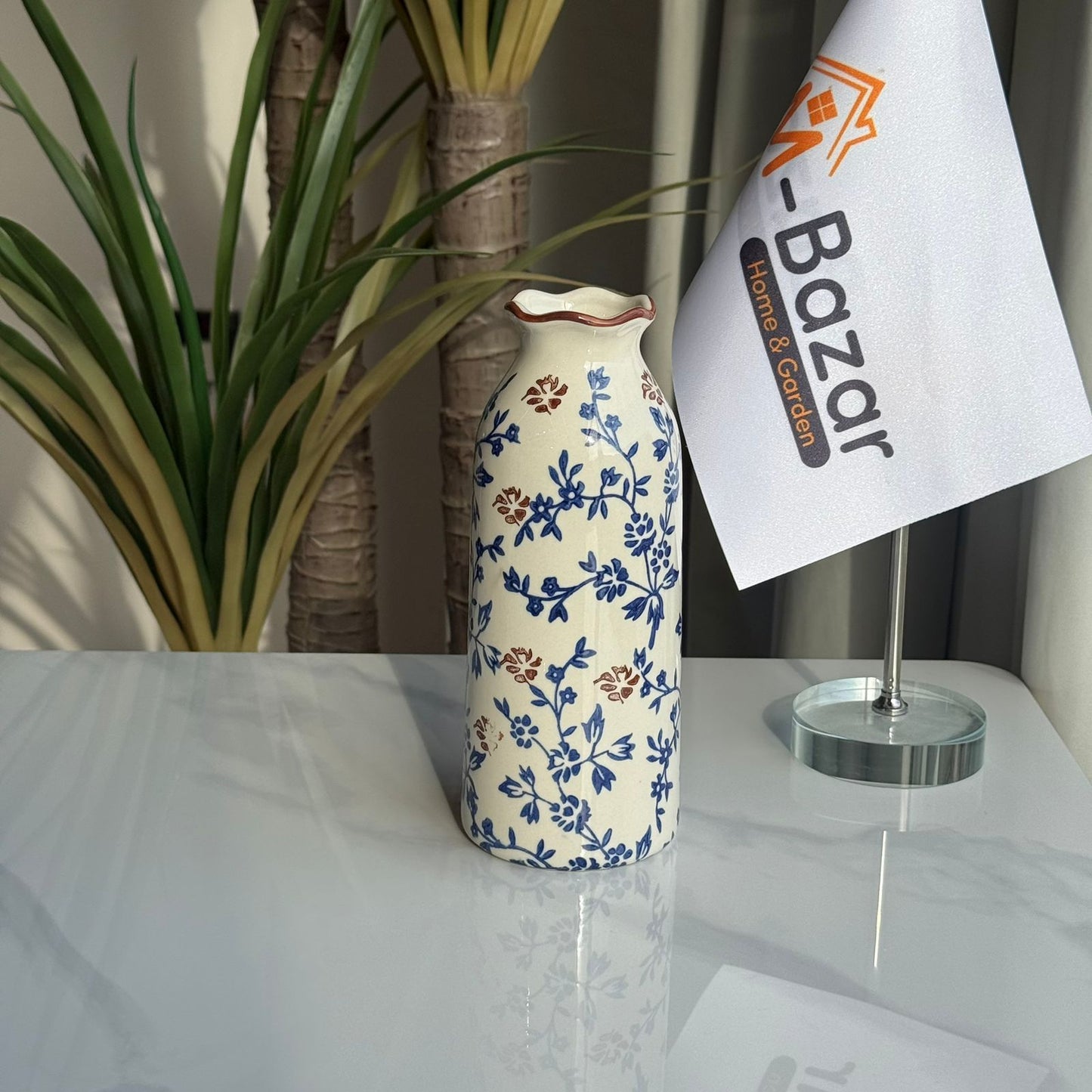 کۆلێکشنی گوڵدانی سیرامیکی گوڵی شین و قاوەیی