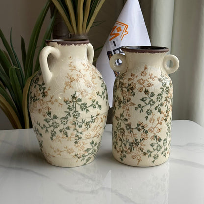 گوڵدانی سیرامیکی گوڵاوی ڤینتاژ بە دوو دەستە