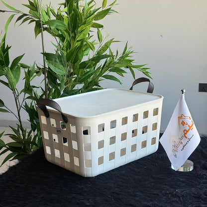 سلال تخزين بلاستيكية بتصميم قابل للتكديس والتهوية مع مقابض