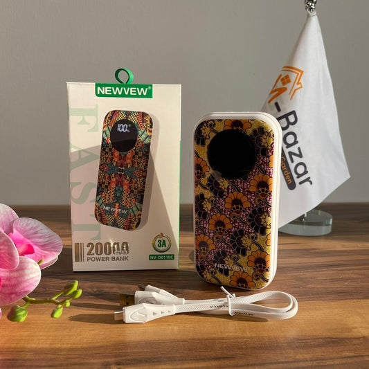 20000mAh Bank 6-Port Power Bank مع الكابلات المدمجة ، شاشة LED