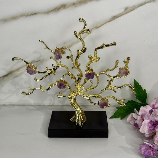 Luxury Gilded Tree With Stone Blossoms