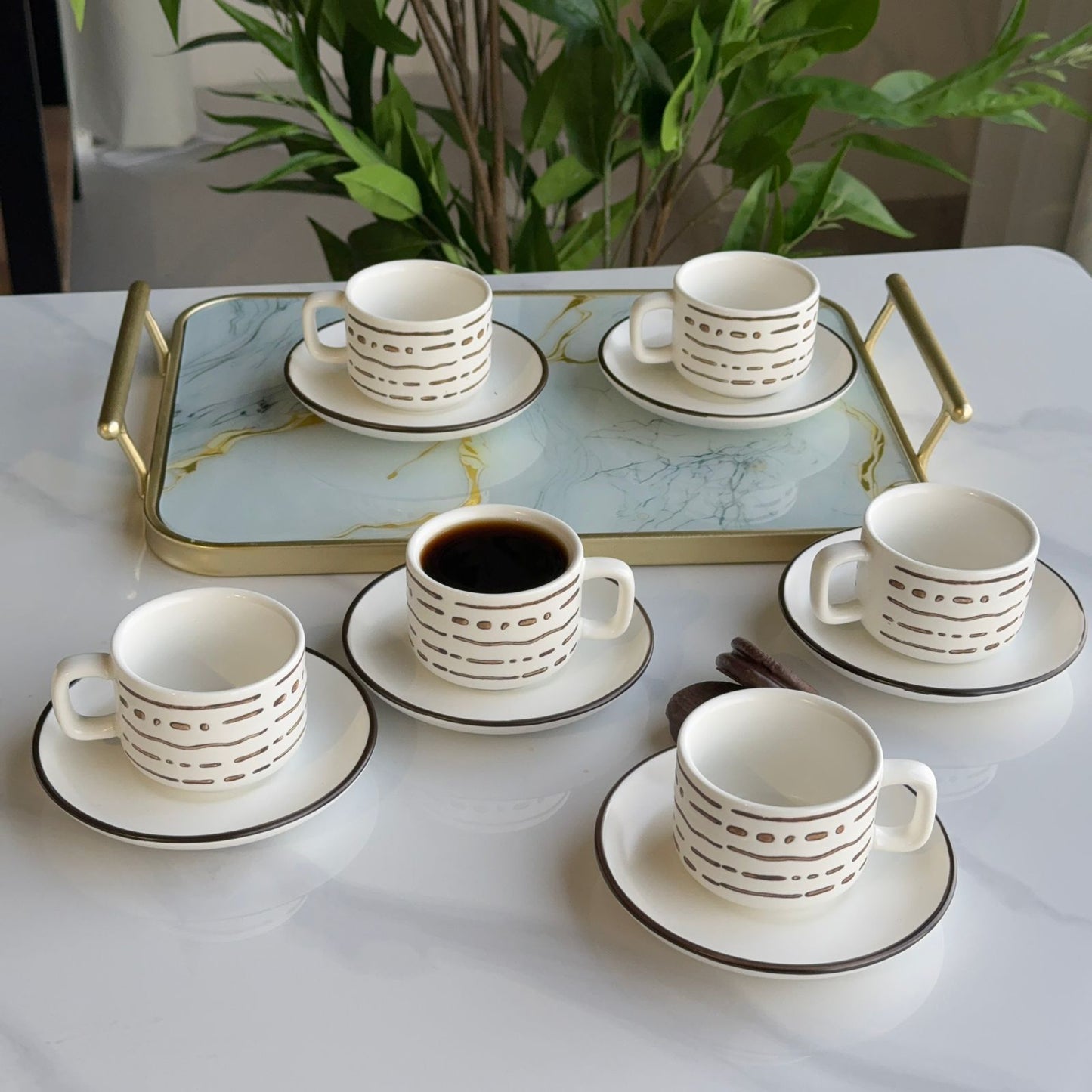 Modern Coffee Cup & Saucer Set