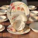 28PCS Ceramic Floral Wavy Dining Tableware Set