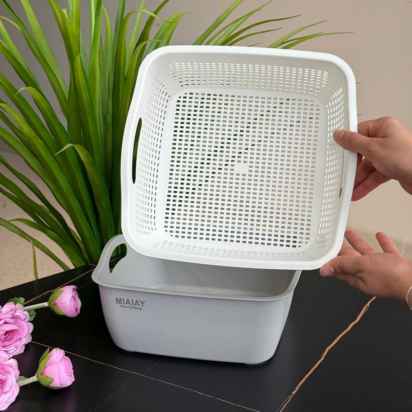 سەبەتەی ئاوەڕۆی پلاستیکی دوو چینەیی - چوارگۆشە