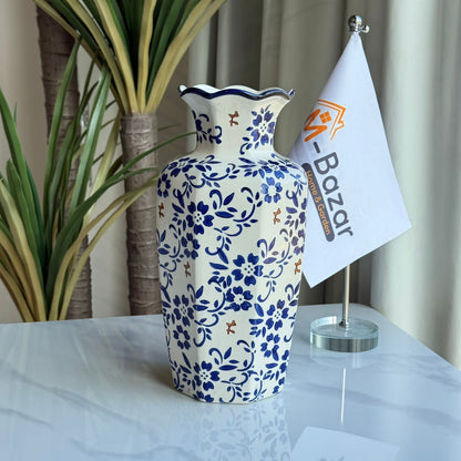 Classic Blue Floral Ceramic Vase Collection