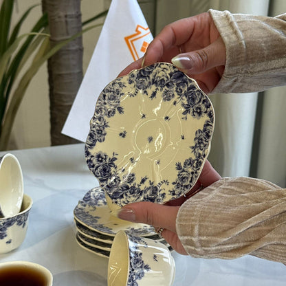 Classic Floral Coffee Cups & Saucers Set