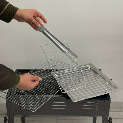 Rectangular Charcoal Barbecue Grill with Legs