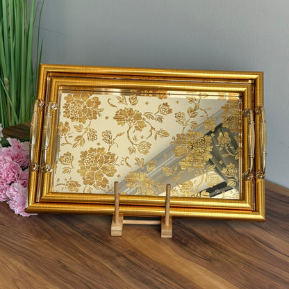 Luxe Golden Bloom عرض صينية التقديم الفاخرة