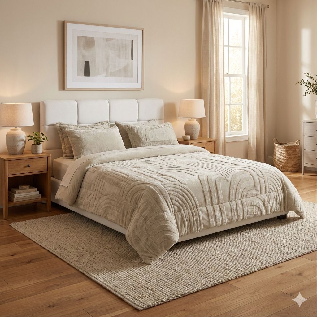 6 PCS - Modern Reversible Plush Comforter Set