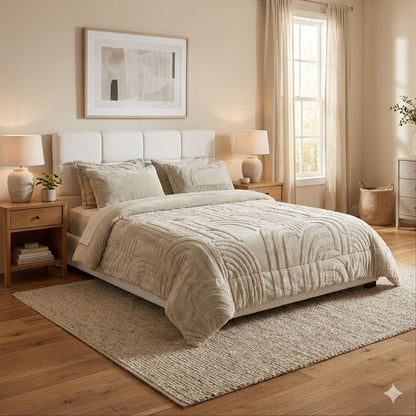 6 PCS - Modern Reversible Plush Comforter Set