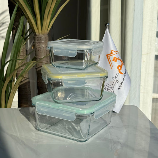 مجموعة صندوق تخزين الطعام الزجاجي المحكم الحديث مع أغطية