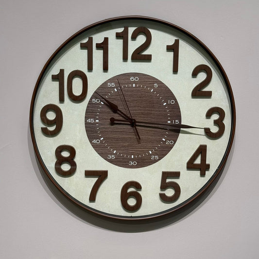 Round Wall Clock with Dual Dial Design