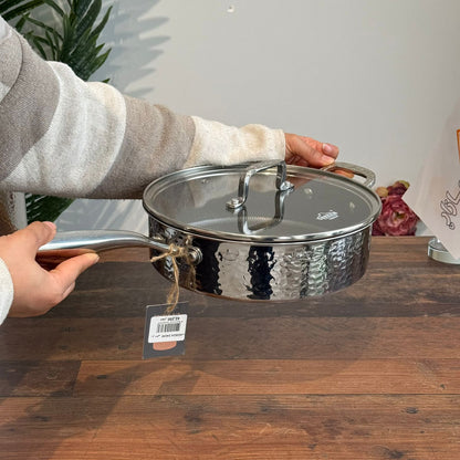Luxury Hammered Stainless Steel Cookware Set with Frying Pan