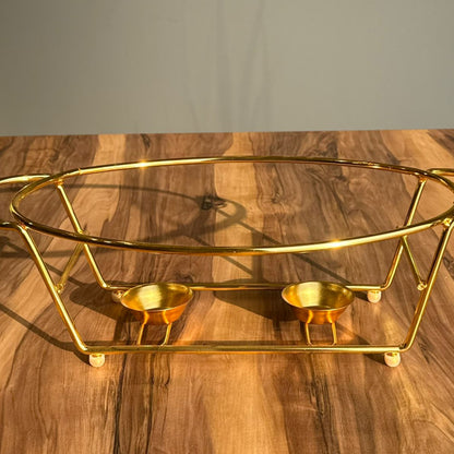 Luxury Gold Glass Chafing Dish Collection – Oval & Round Designs