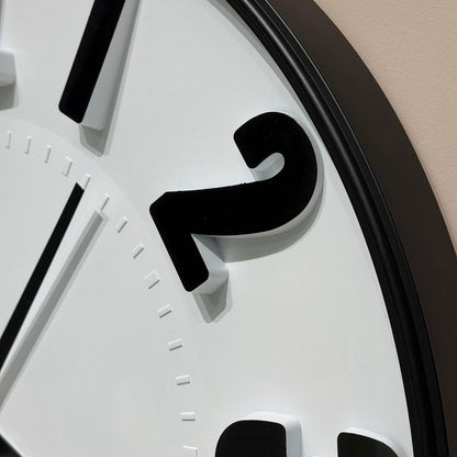 Black & White Round Wall Clock With Large Numbers