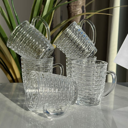 Set Of 6 - Luxury Clear Glass Tea Cups