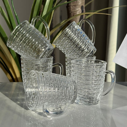 Set Of 6 - Luxury Clear Glass Tea Cups