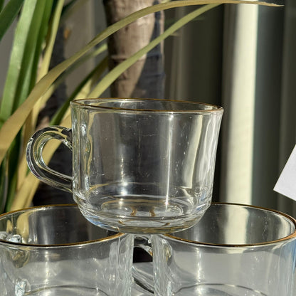 Luxury Clear Tea Cups with Golden Rim - Set Of 3