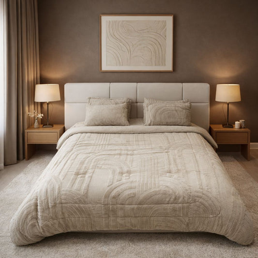 6 PCS - Modern Reversible Plush Comforter Set