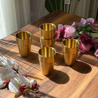 Vintage Luxe Gold Stainless Steel Drinking Glass