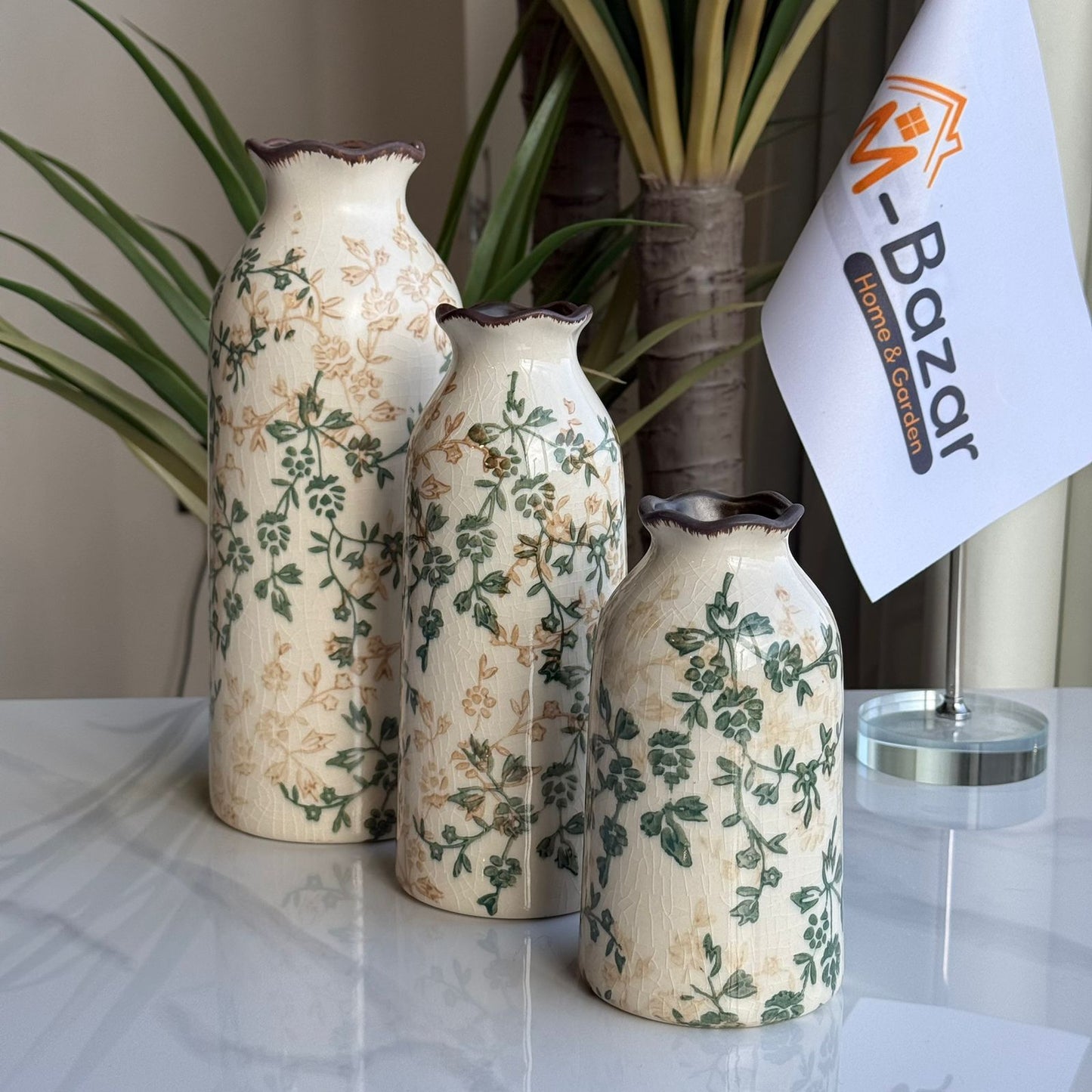 کۆمەڵە گوڵدانی سیرامیکی گوڵداری سەوز