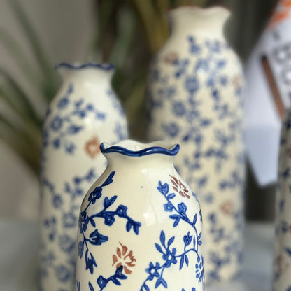 کۆلێکشنی گوڵدانی سیرامیکی گوڵی شین و قاوەیی