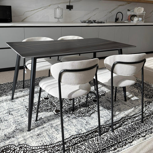 Dany Table و Luca Chairs مجموعة الطعام - Black & Gray