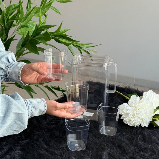 Durable Clear Water Pitcher Set With Cups