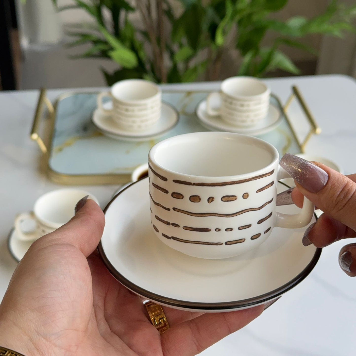 Modern Coffee Cup & Saucer Set