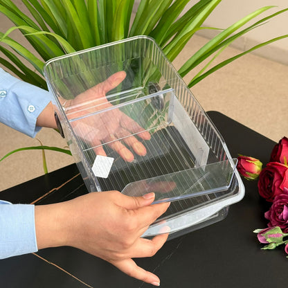 صندوق منظم تخزين متعدد الأقسام شفاف