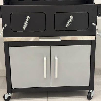 Barbecue Grill with Lid & Removable Round Grill Insert
