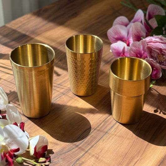 Vintage Luxe Gold Stainless Steel Drinking Glass