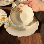 28PCS Ceramic Floral Wavy Dining Tableware Set