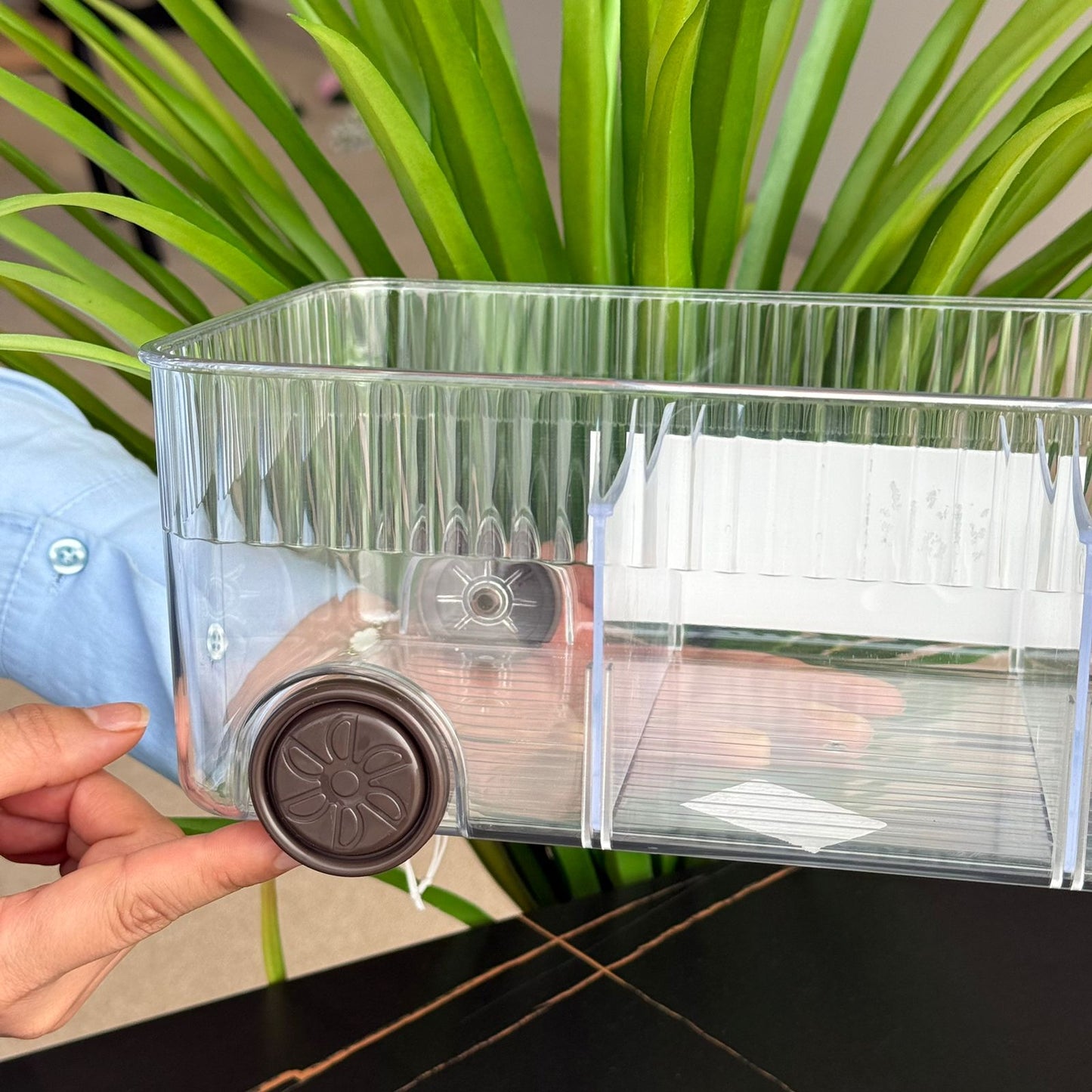 صندوق منظم تخزين متعدد الأقسام شفاف