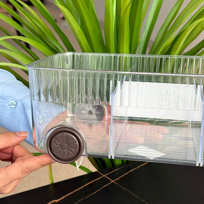 صندوق منظم تخزين متعدد الأقسام شفاف