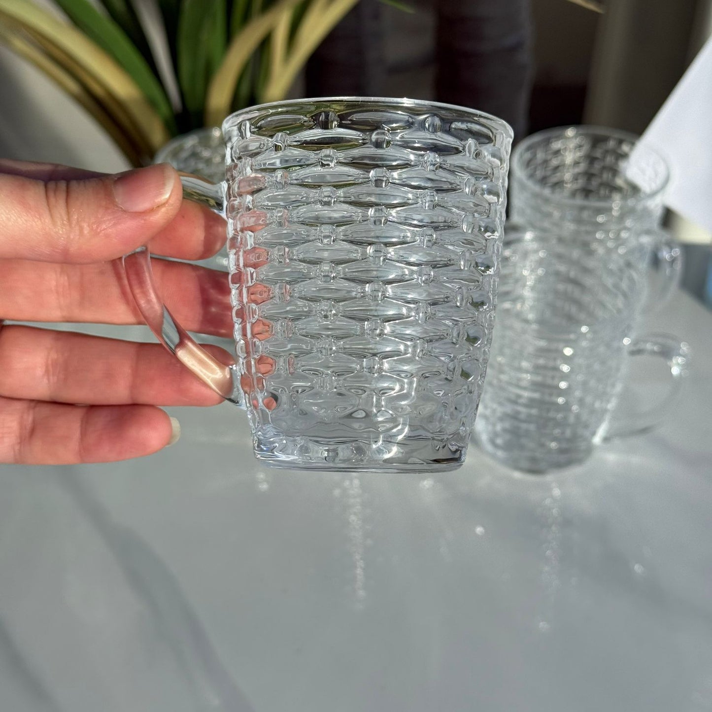 Set Of 6 - Luxury Clear Glass Tea Cups