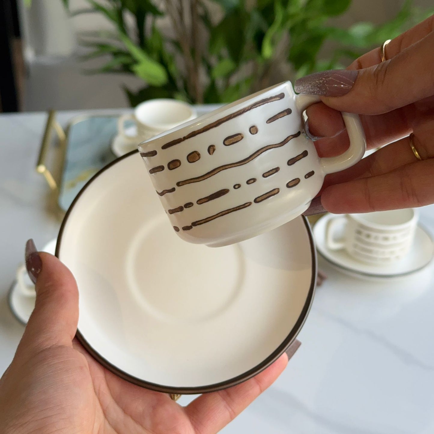 Modern Coffee Cup & Saucer Set