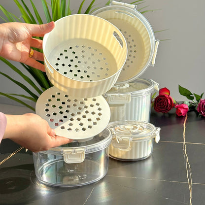 Airtight Round Food Storage Container With Date Dial - Set Of 4