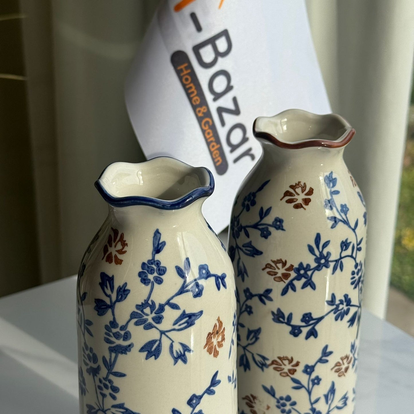 کۆلێکشنی گوڵدانی سیرامیکی گوڵی شین و قاوەیی