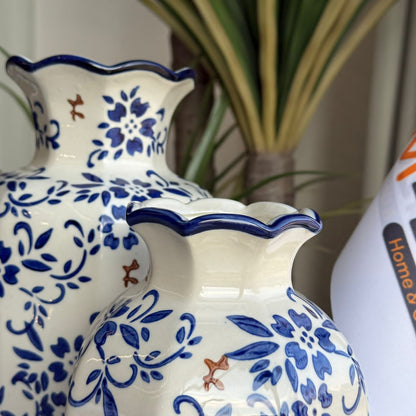 Classic Blue Floral Ceramic Vase Collection