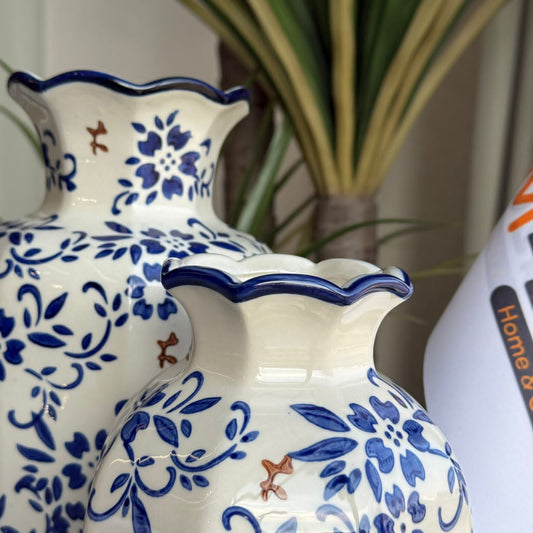 Classic Blue Floral Ceramic Vase Collection