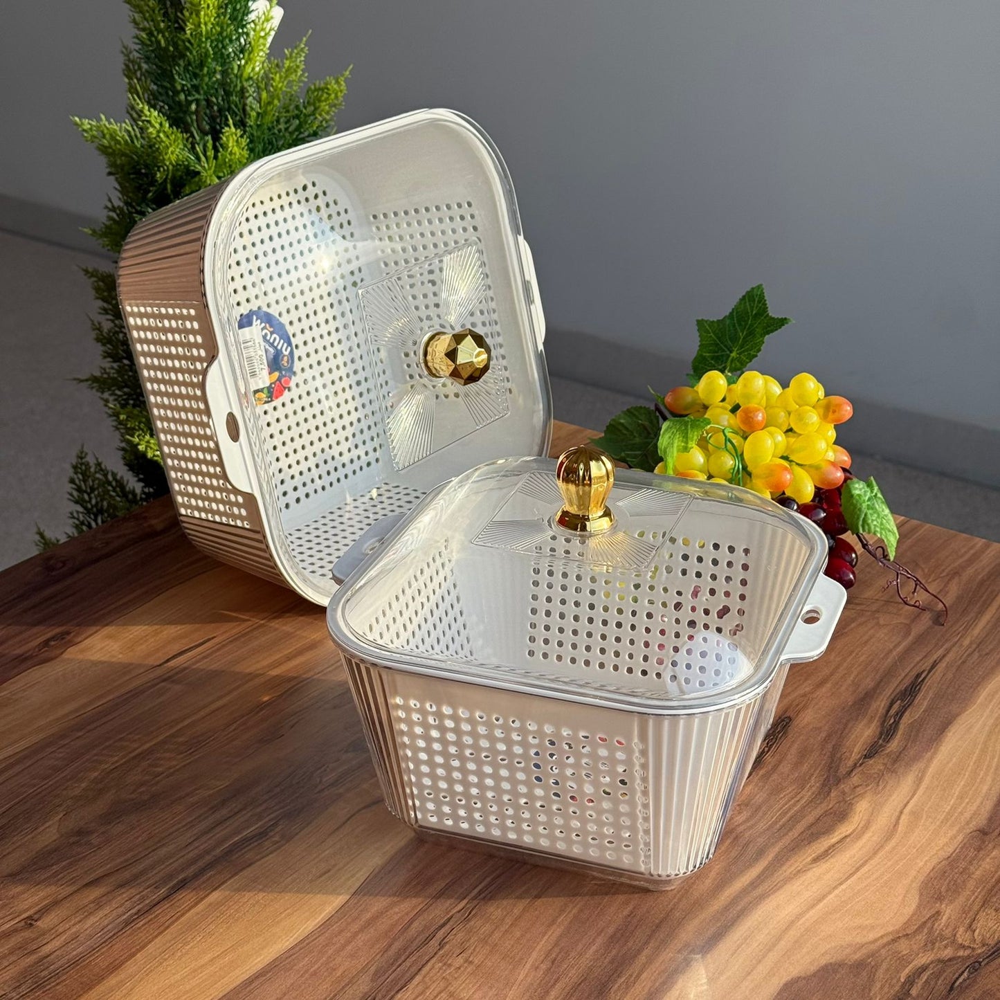 Multi-Purpose Washing & Storage Bowl Strainer With Lid