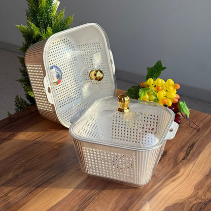 Multi-Purpose Washing & Storage Bowl Strainer With Lid