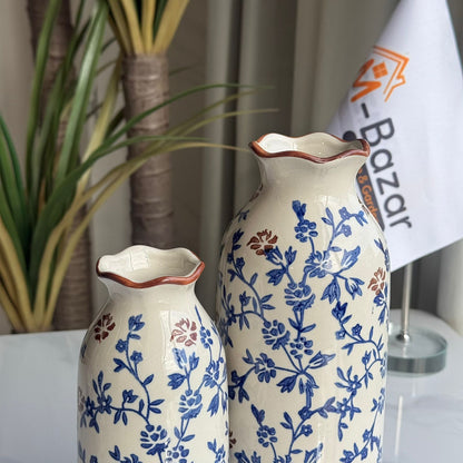 کۆلێکشنی گوڵدانی سیرامیکی گوڵی شین و قاوەیی